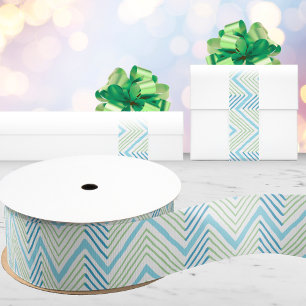 Lazo De Tela Gruesa Gran Chevron Big Zag en Verde y Aqua