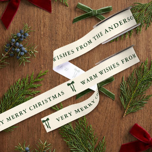 Lazo De Tela Gruesa Grandmillennial Verde Arco Muy Feliz Navidad