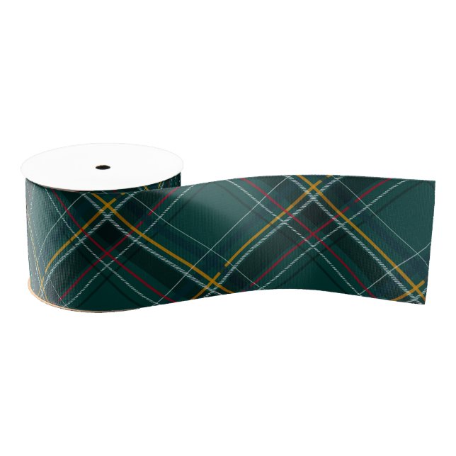 Lazo De Tela Gruesa Green Christmas plaid simple classic holiday (Carrete)