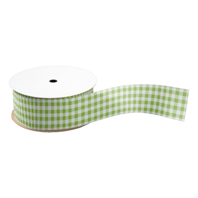 Lazo De Tela Gruesa Green Gingham Grosgrain Ribbon (Carrete)