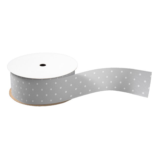 Lazo De Tela Gruesa Grey White Polka Dots (Carrete)