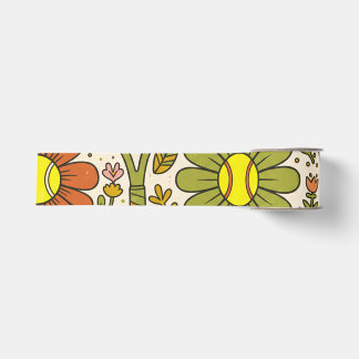 Lazo De Tela Gruesa Groovy Retro Floral Tennis Flower Power