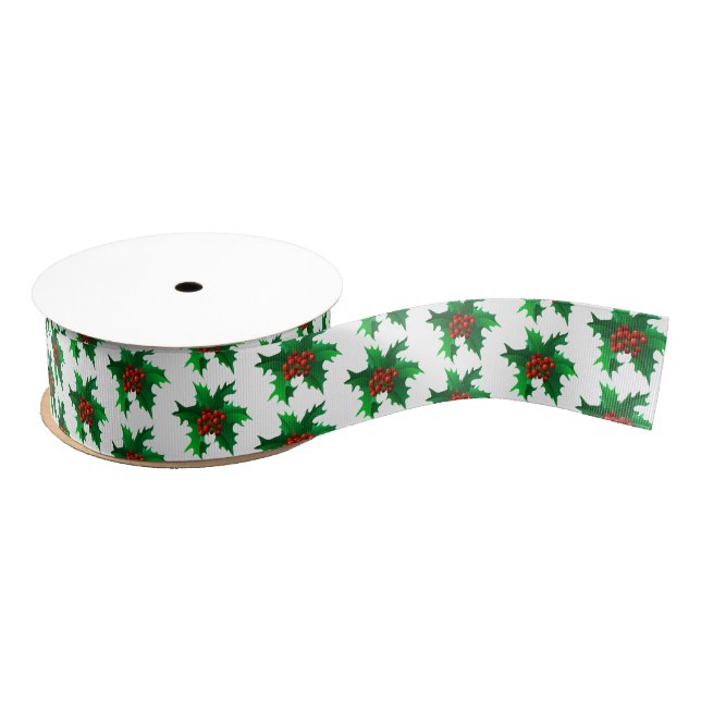 Lazo De Tela Gruesa Grosgrain Ribbon-Holly (Carrete)