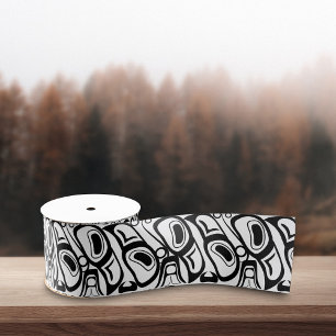 Lazo De Tela Gruesa Haida Eagle Thunderbird Black White Pattern