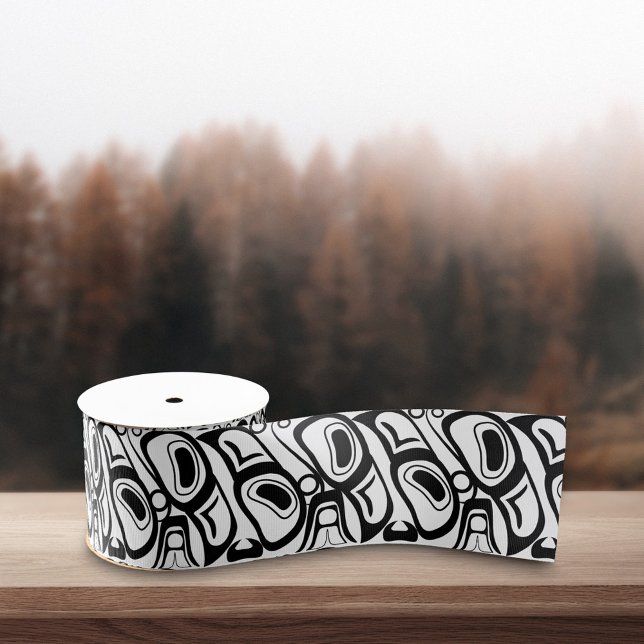 Lazo De Tela Gruesa Haida Eagle Thunderbird Black White Pattern (Subido por el creador)