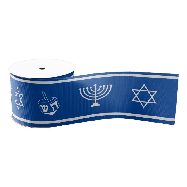 Lazo De Tela Gruesa Hanukkah Ribbon | Menorah, Estrella de David, Drei (Carrete)