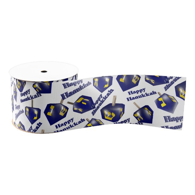 Lazo De Tela Gruesa Happy Hanukkah Spinning Dreidel (Carrete)
