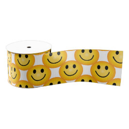 Lazo De Tela Gruesa Happy Smiley Face Emoji Printed Ribbon
