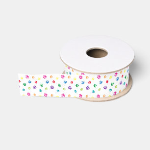 Lazo De Tela Gruesa Huellas de patas pintadas coloridas