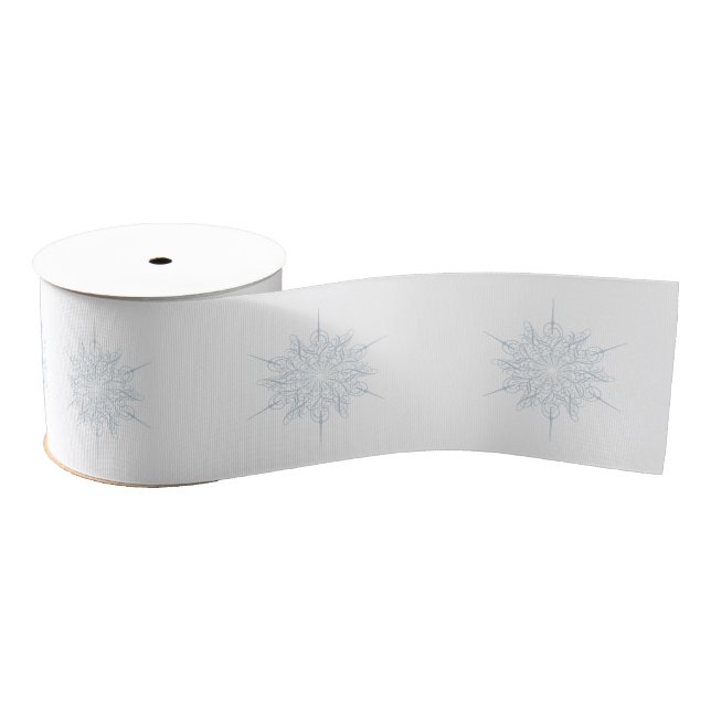 Lazo De Tela Gruesa Ice Blue Elegant Snowflake Navidades Regalo (Carrete)