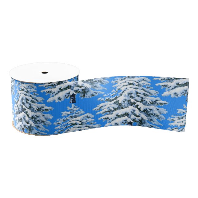 Lazo De Tela Gruesa Icy Tree Dreams Snowy Forest (Carrete)