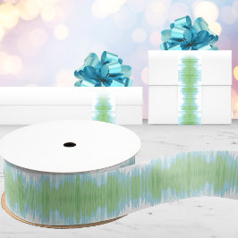 Lazo De Tela Gruesa Ikat Brillante en Verde y Aqua