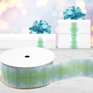 Lazo De Tela Gruesa Ikat Brillante en Verde y Aqua