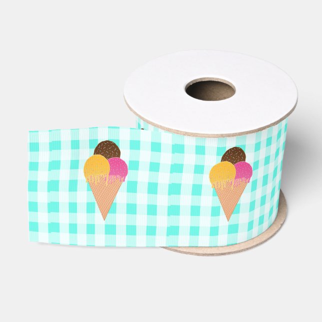 Lazo De Tela Gruesa Ilustración Colorida de Helado (Carrete)