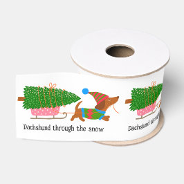 Lazo De Tela Gruesa Ilustración de Navidad Dachshund a través de la ni
