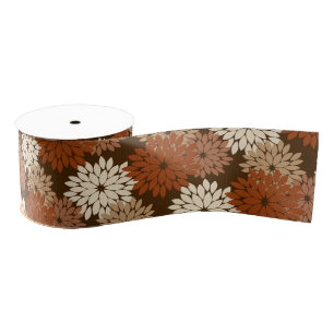 Lazo De Tela Gruesa Impresión floral moderna de kimono, marrón oscur