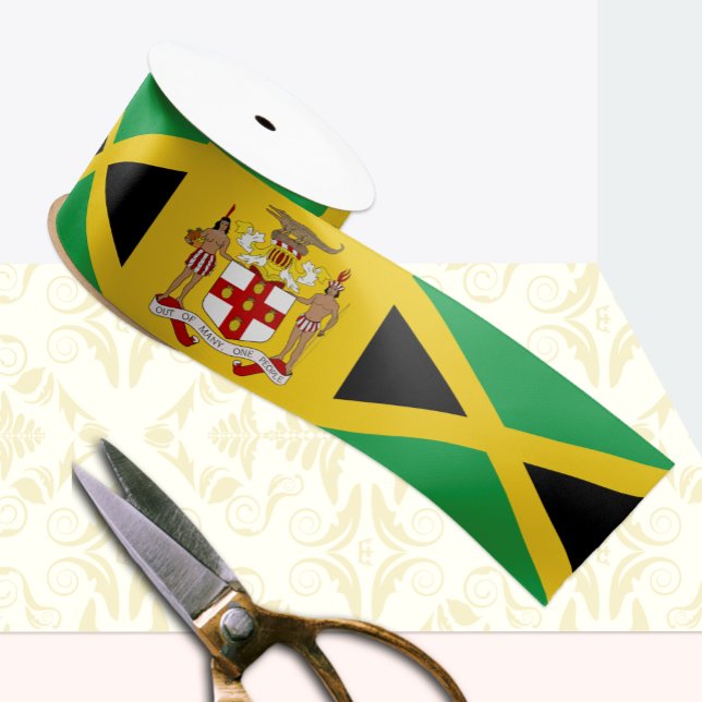 Lazo De Tela Gruesa Jamaica Ribbon, Emblem, patriótico, bandera jamaiq (Subido por el creador)