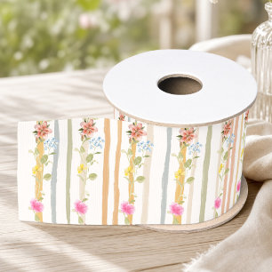Lazo De Tela Gruesa Jardín de Pastel Estampado de Flores