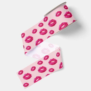 Lazo De Tela Gruesa Labial Glitter Glam Besos