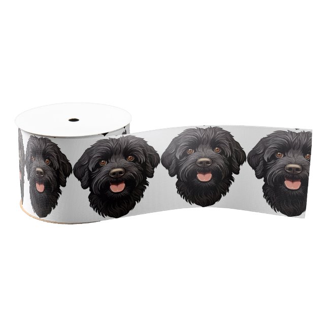 Lazo De Tela Gruesa Labradoodle Perro Negro (Carrete)