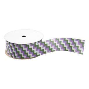 Lazo De Tela Gruesa Lavanda, Chevron verde y blanco Zigzag