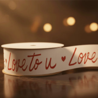 Lazo De Tela Gruesa Love to U white and red