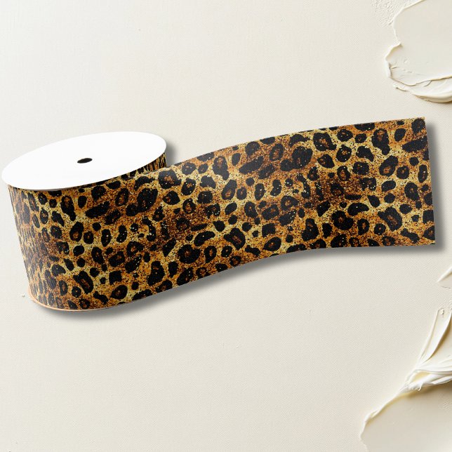 Lazo De Tela Gruesa Luxury Glitter Gold Brown Rust Leopard Pattern (Subido por el creador)