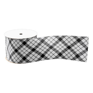 Lazo De Tela Gruesa MacFarlane tartan blanco negro plaid