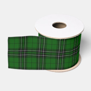 Lazo De Tela Gruesa MacLean Tartan Green y Black Plaid