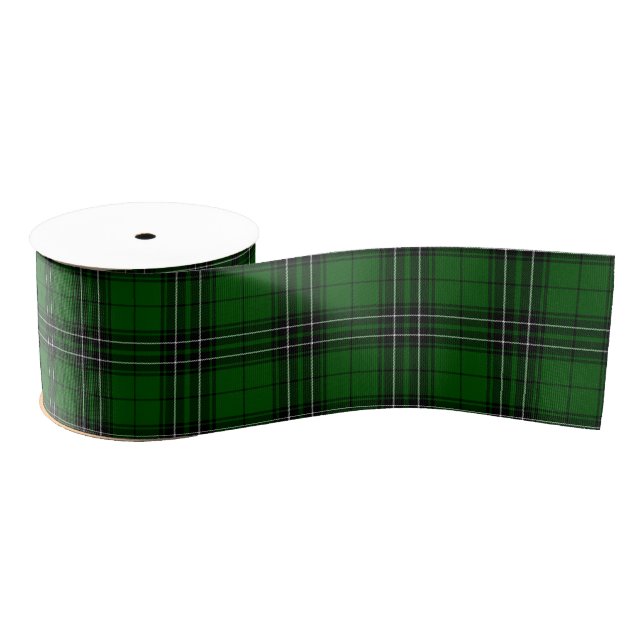 Lazo De Tela Gruesa MacLean Tartan Green y Black Plaid (Carrete)