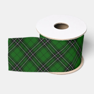 Lazo De Tela Gruesa MacLean Tartan Green y Black Plaid
