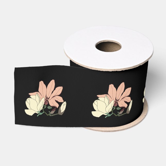 Lazo De Tela Gruesa Magnolia Blossoms (Carrete)