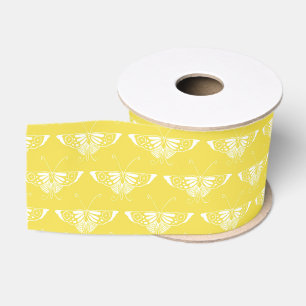 Lazo De Tela Gruesa Mariposa estilo Art Deco - amarillo y blanco