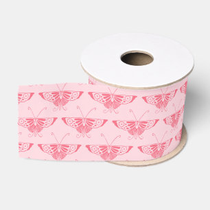 Lazo De Tela Gruesa Mariposa estilo Art Deco - rosa de coral