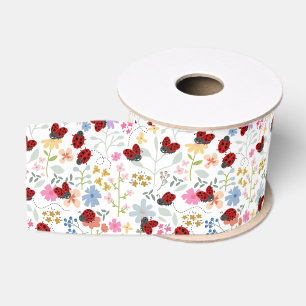Lazo De Tela Gruesa Mariquitas Lindas Flores Silvestres Floral Caprich