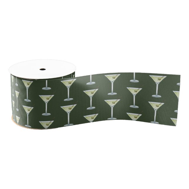 Lazo De Tela Gruesa Martini Drinks On Olive Green Background (Carrete)