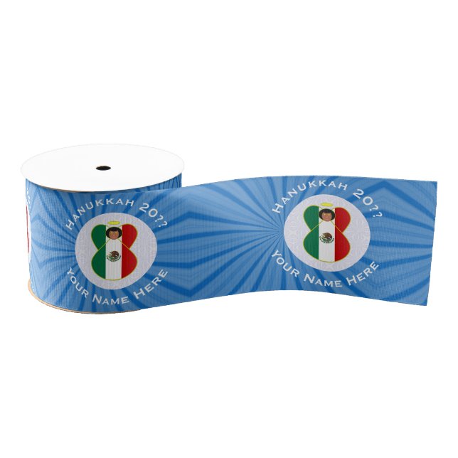 Lazo De Tela Gruesa Mexican Angel Hanukkah Flag Personalized  (Carrete)