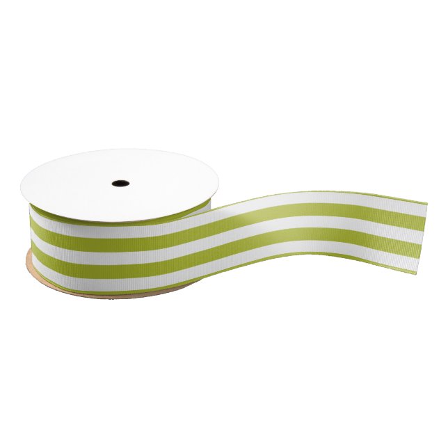 Lazo De Tela Gruesa Modelo verde y blanco de la raya (Carrete)