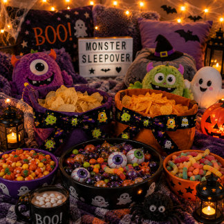 Lazo De Tela Gruesa Monitos negros de Halloween espeluznantes