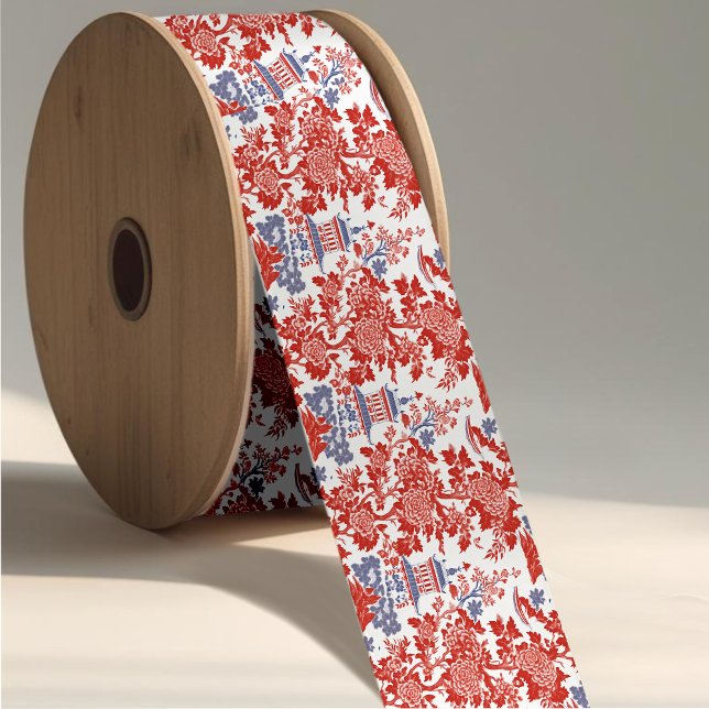 Lazo De Tela Gruesa Monograma chino chino de lujo francés rojo azul (Subido por el creador)
