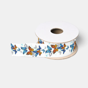 Lazo De Tela Gruesa Morfo y monarca de las mariposas voladoras