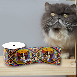 Lazo De Tela Gruesa Mosaico de retrato de gato calico - Nombre opciona