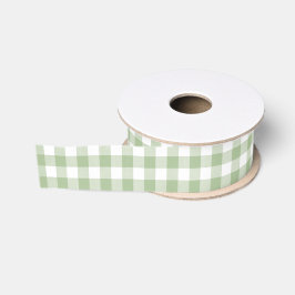 Lazo De Tela Gruesa Moss Green Gingham Grosgrain Ribbon