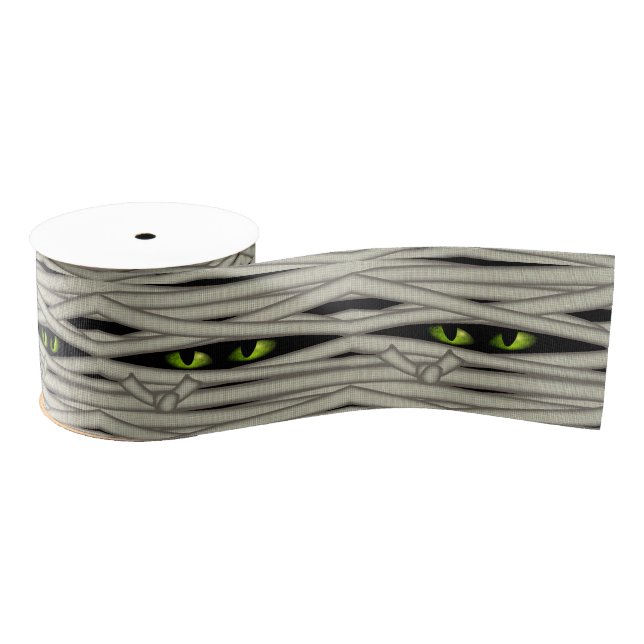 Lazo De Tela Gruesa Mummy Eyes Halloween Green ID685 (Carrete)