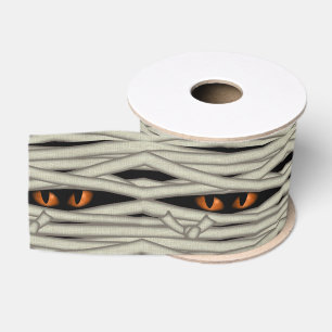 Lazo De Tela Gruesa Mummy Eyes Halloween Naranja ID685