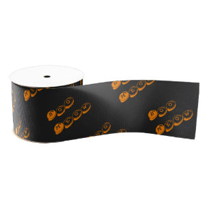 Lazo De Tela Gruesa Naranja Black Boo Cute Typography Pattern Hallowee