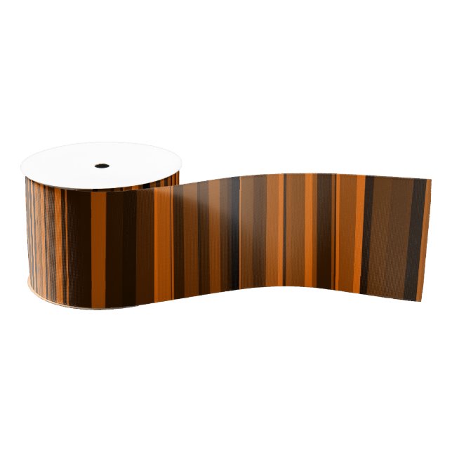 Lazo De Tela Gruesa Naranja Brown Black Stripes (Carrete)