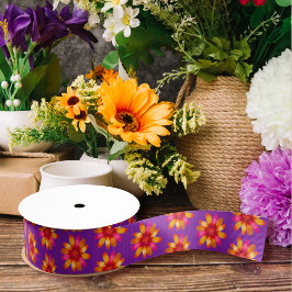 Lazo De Tela Gruesa Naranja Feliz Diversión Alegre Boho Hippie Floral