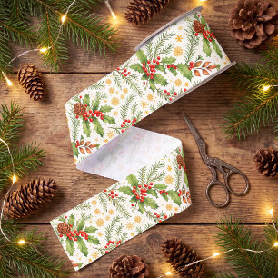 Lazo De Tela Gruesa Navidad Acogedora Bosque Pinos y Ramas