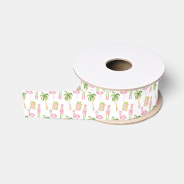 Lazo De Tela Gruesa Navidad Cascanueces de Palm Beach Rosa y Verde